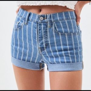PacSun Subdued Stripe Denim Shortie Shorts